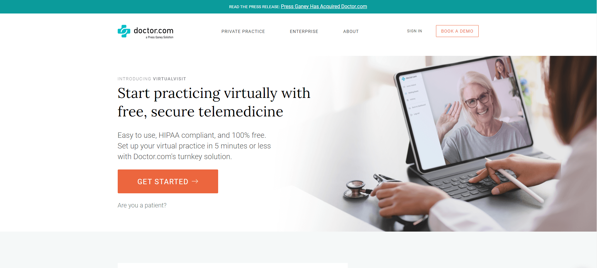 screenshot of the doctor.com home page